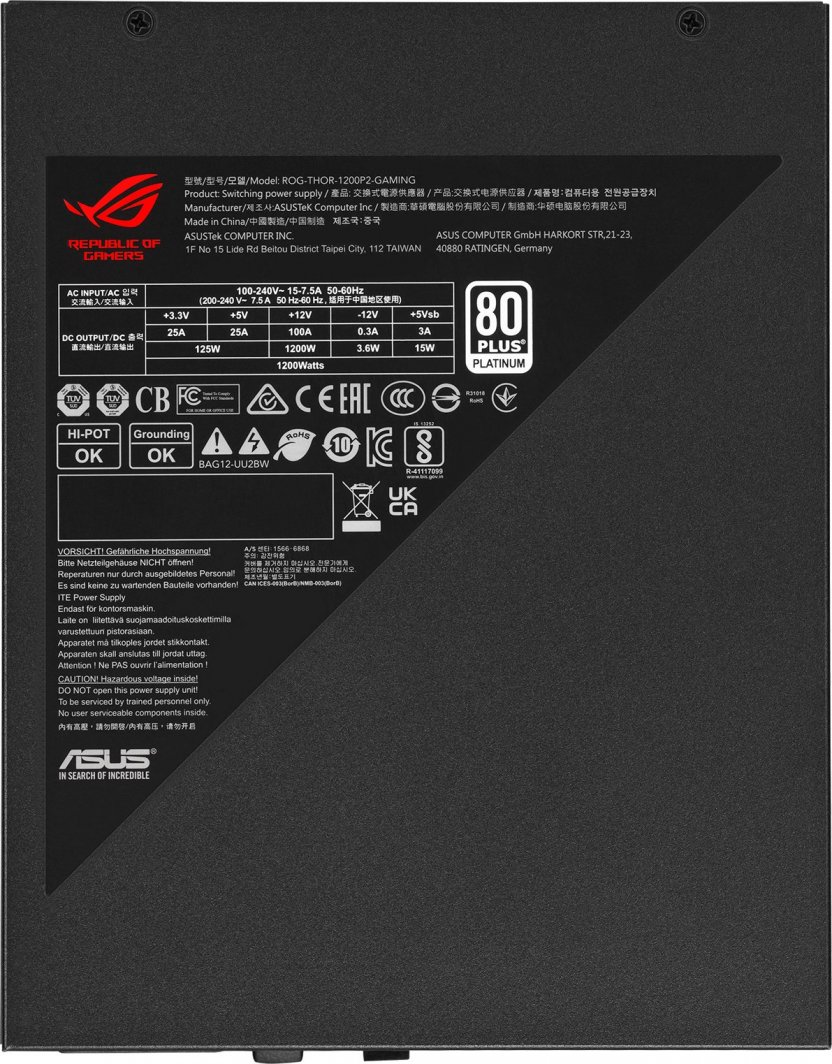 Burim energjie Asus ROG Thor Platinum II 90YE00L0-B0NA00 ATX, 1200W