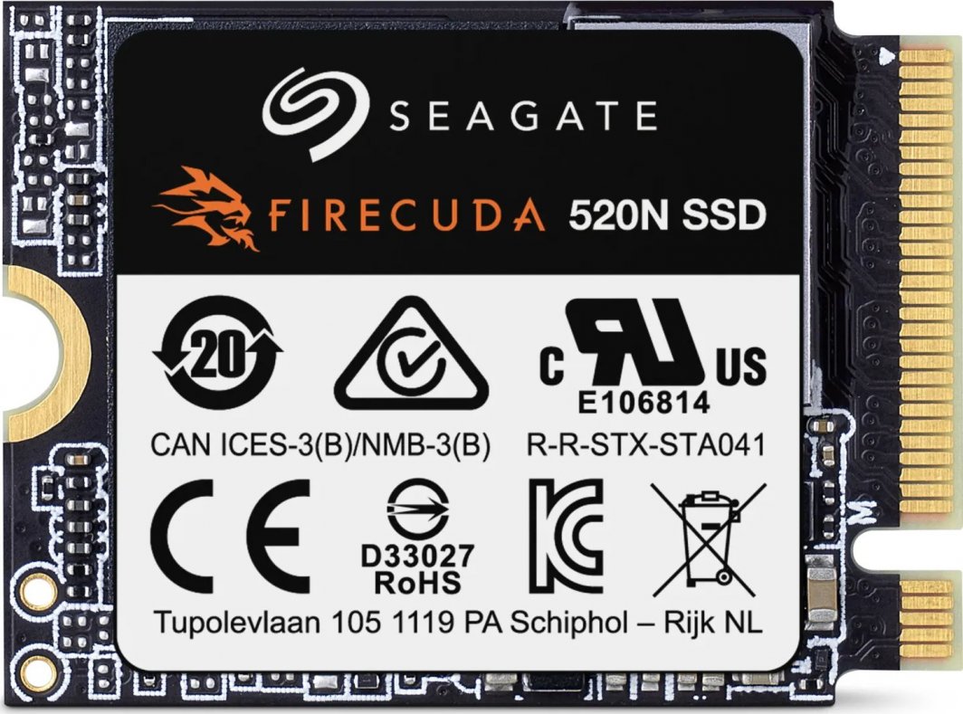 SSD диск Seagate FireCuda 520N, 1TB, M.2 2230 PCI-E x4 Gen4 NVMe