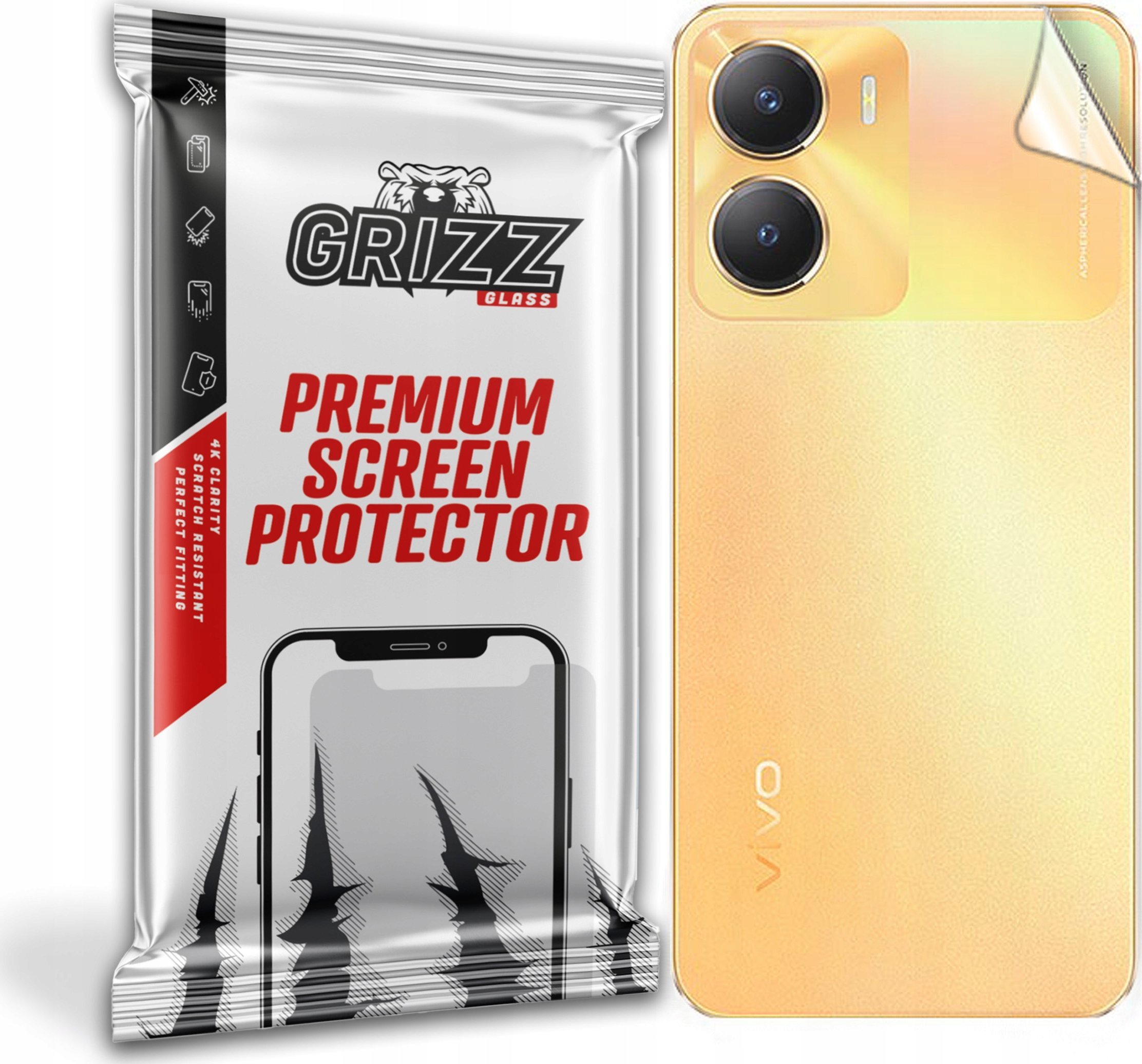 Mbështjellës pasme GrizzGlass SatinSkin për Vivo Y56, film mbrojtës fleksibël, transparent