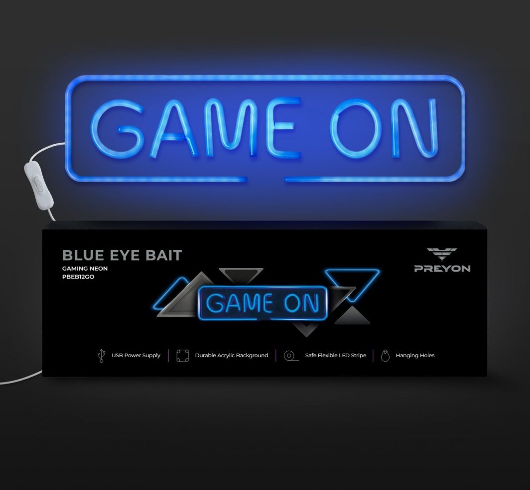 Dritë neoni LED Preyon LED Game On, e kaltër