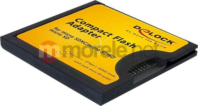 Adapter karte Delock 61795, microSD në Compact Flash, deri 2TB, i verdhë