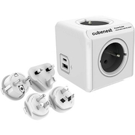 Prizë shumëfishe Cubenest Powercube ReWirable, USB PD 20W, 4x prizë A+C, bardh e gri