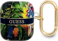 Mbulesë mbrojtëse Guess Flower Strap Collection për AirPods, TPU, me rrip dekorativ, blu