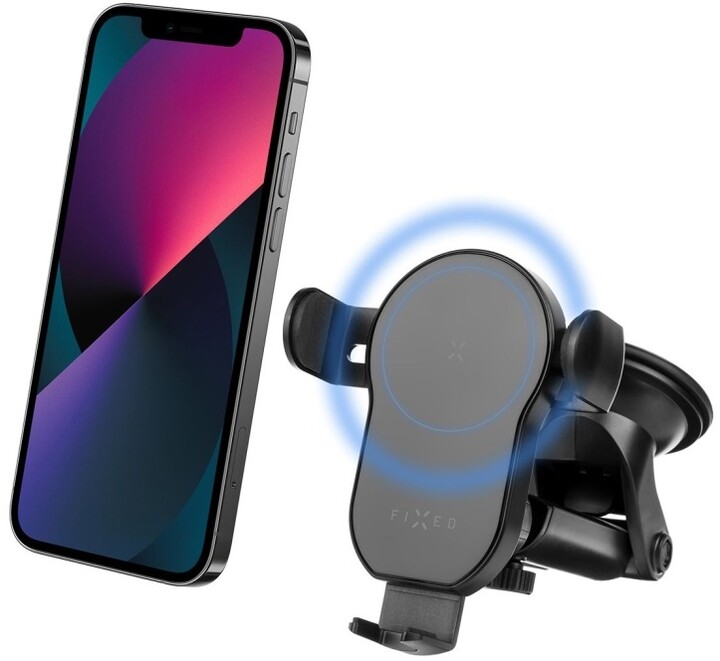 Mbajtës automatik me karikim wireless FIXED Matic XL, 15W, i zi