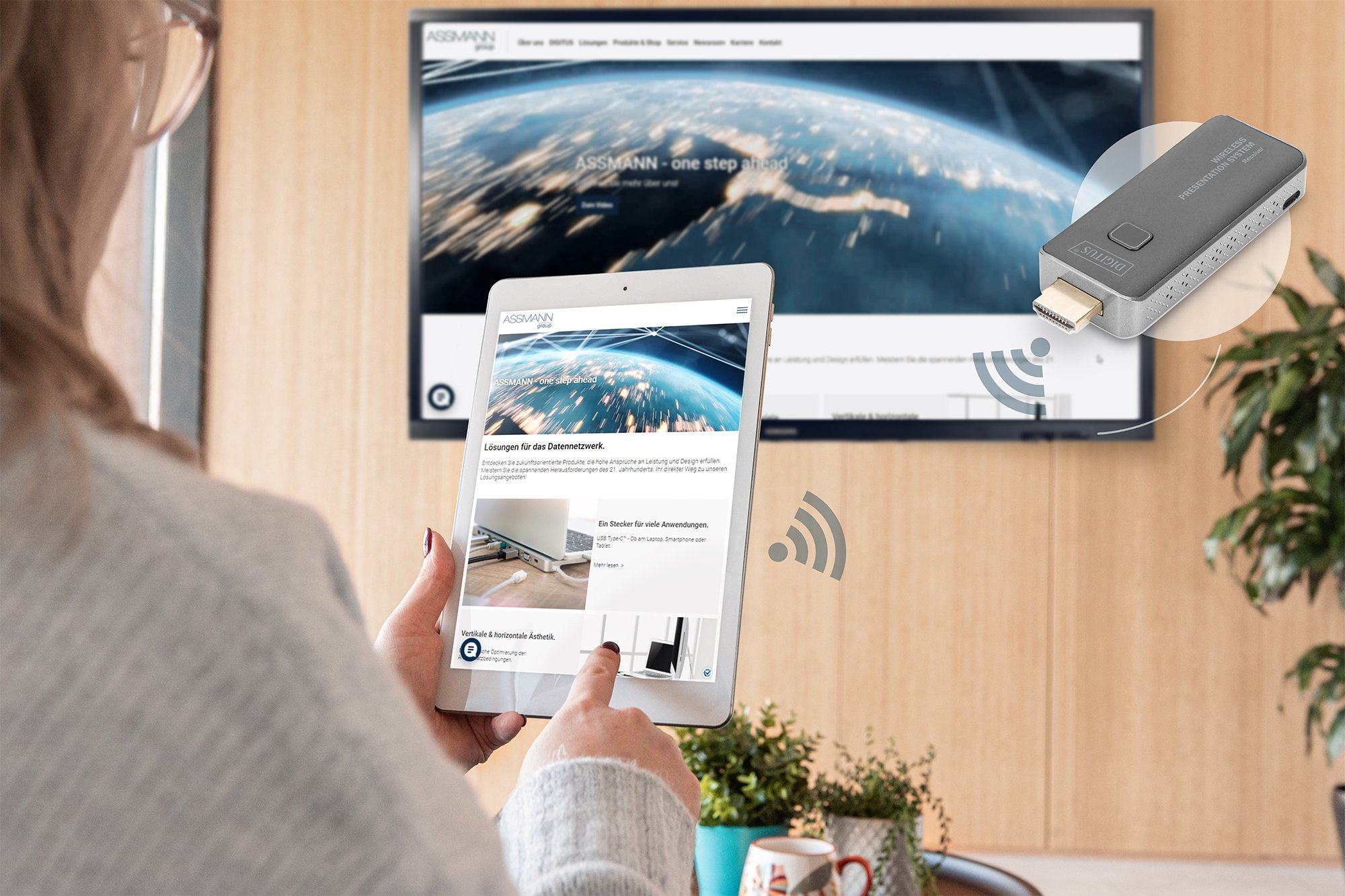 Sistem prezantimi pa tela Digitus, AV HDMI, Full HD, i zi
