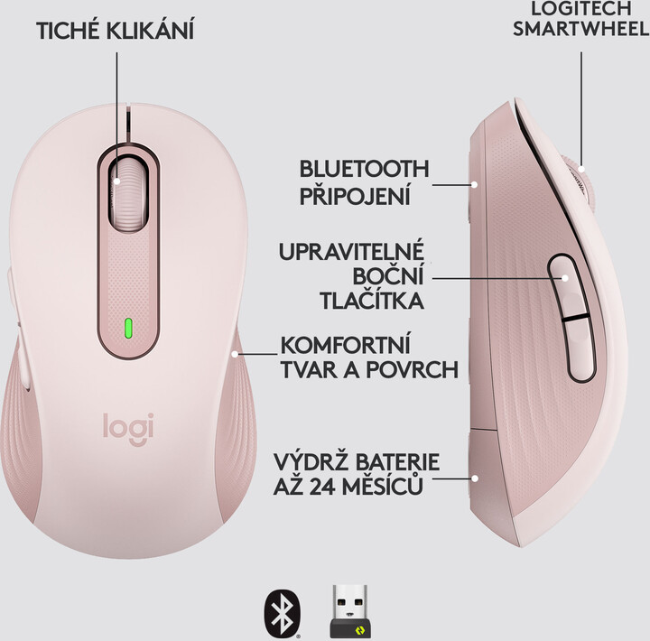 Maus Logitech M650, rozë