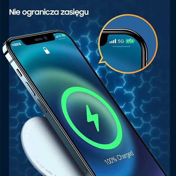 Karikues magnetik Usams US-CD160, 15W për celularët iPhone të serisë 12, i argjendtë