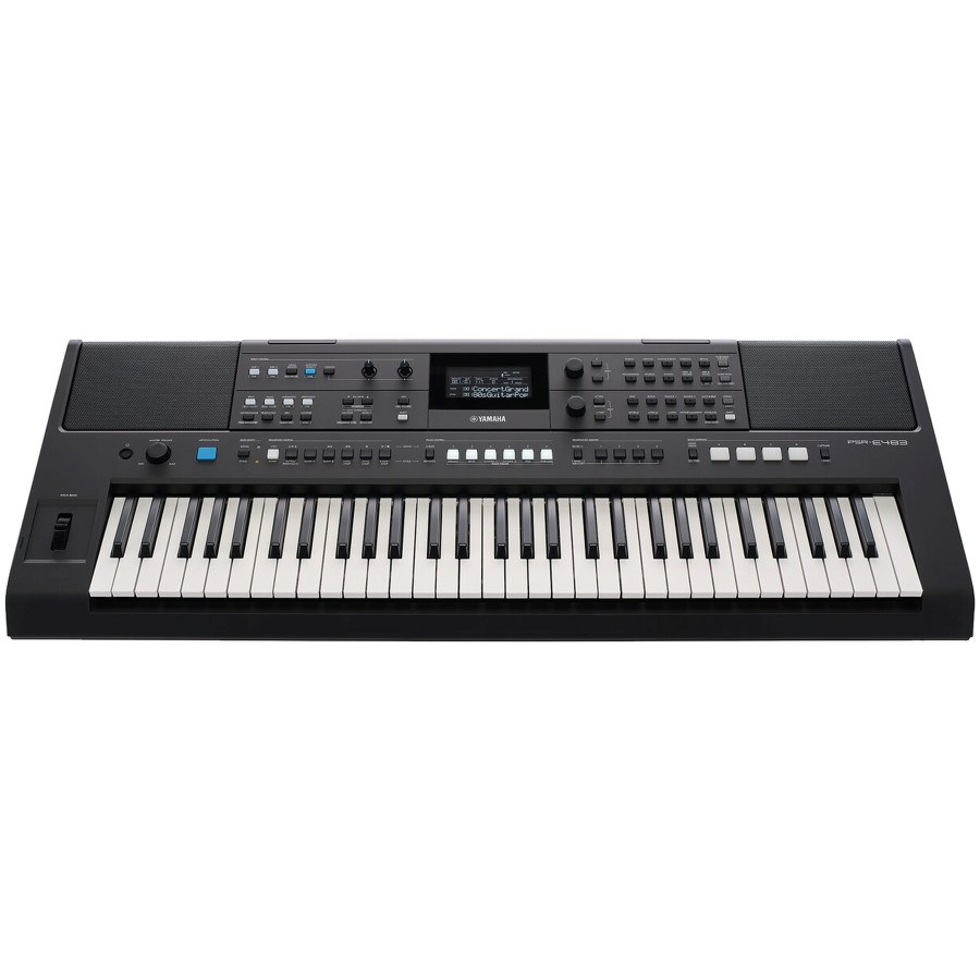 Tastierë muzikore portative Yamaha PSR E483, 61 taste, me funksione mësimore, e zezë