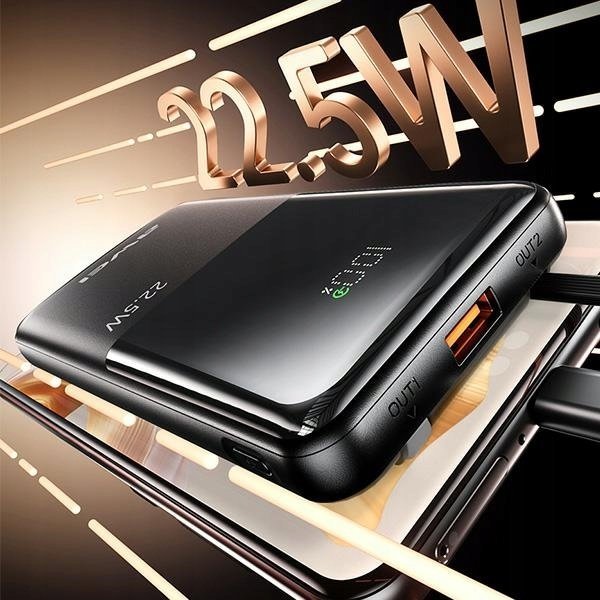 Powerbank Awei P76K, 10000mAh, 22.5W, ekran digjital LED, i zi