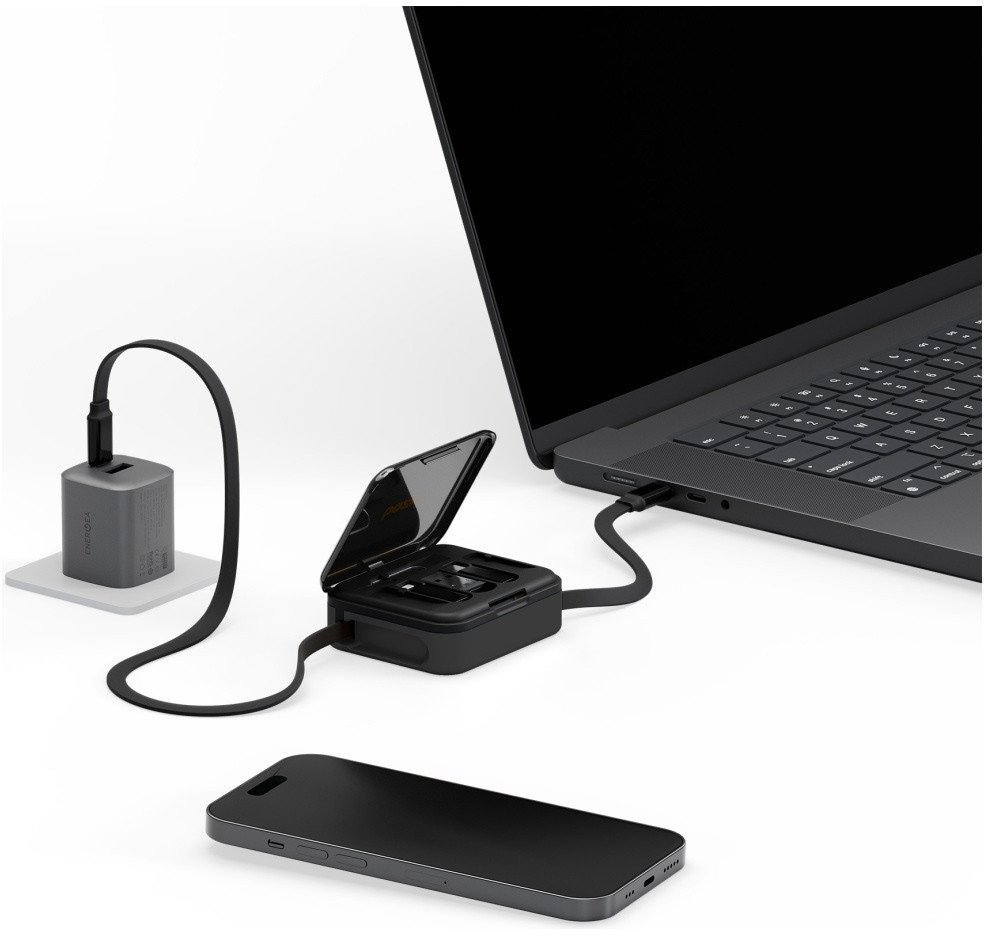 Kabllo USB Energea Bazic GoCharge Loop 5in1, 1m, 60W, e zezë