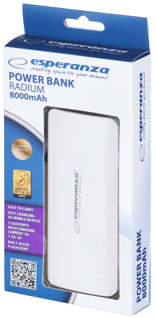Powerbank Esperanza EMP106WE Radium, 8000 mAh