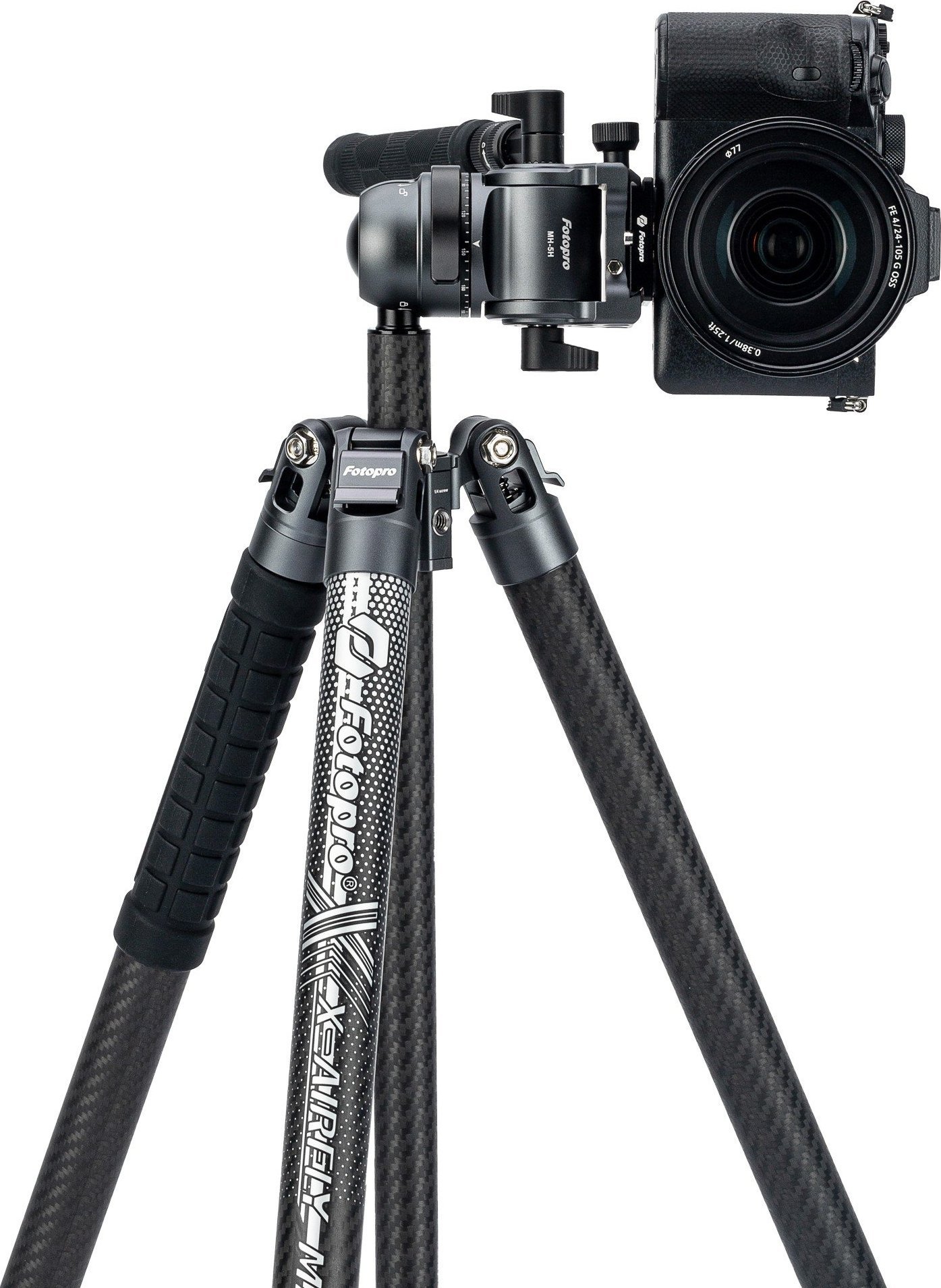 Tripod kamerash Fotopro X Airfly Max Video 67.3, fibër karboni, 2 në 1 tripod dhe monopod, i zi