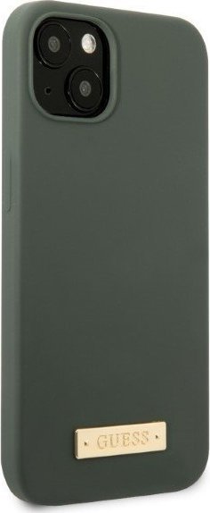 Mbështjellës telefoni Guess GUHMP13MSBPLA, për iPhone 13 6.1", silikon, MagSafe, jeshile khaki