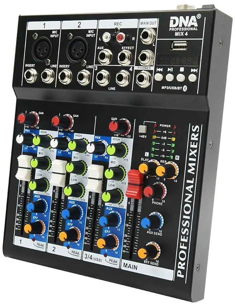 Mixer analog DNA MIX 4, 4 kanale, USB MP3 Line In, i zi