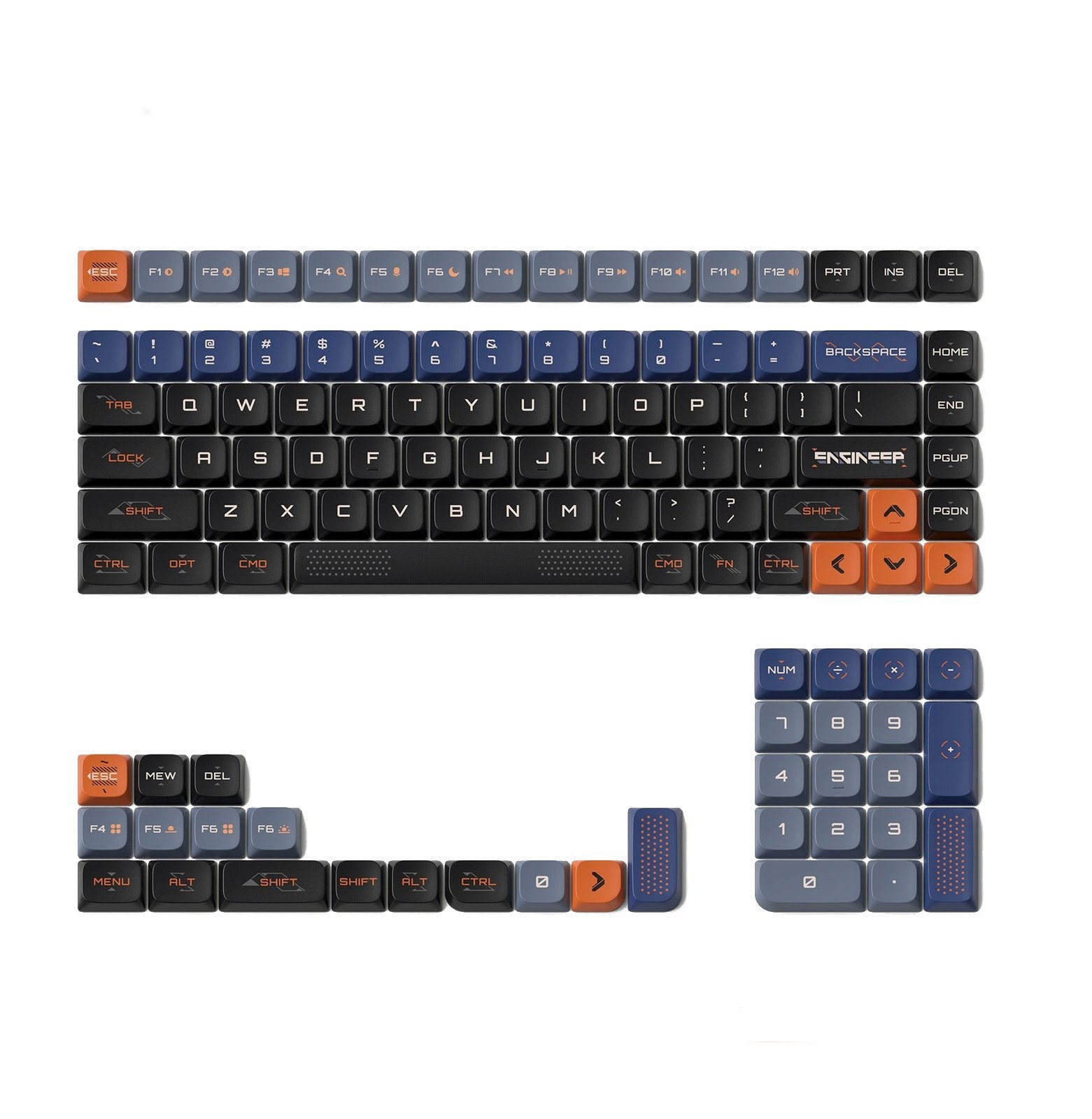Kapakë tastiere Nuphy Space Engineer NSA, PBT Dye-sub, set komplet, të errët