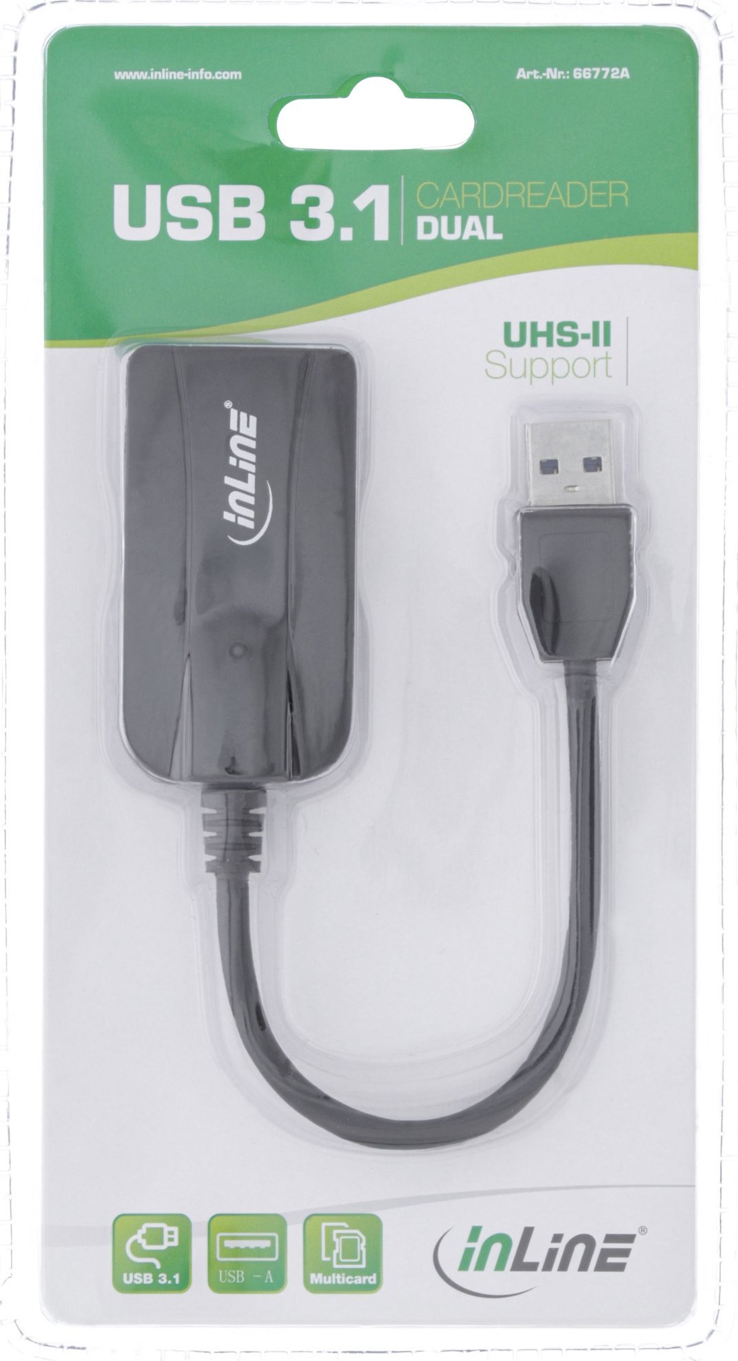 Lexues kartelash InLine 66772A, USB 3.2 Gen 1 USB A, SD microSD UHS II, i zi