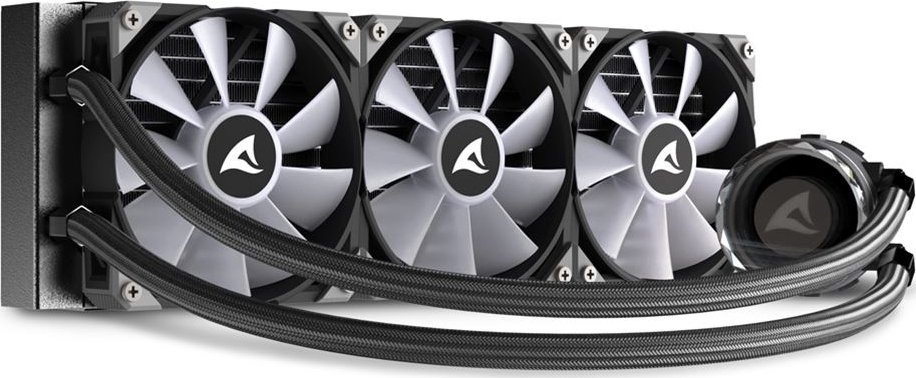 Ftohës uji për procesor Sharkoon S90 RGB, radiator 360 mm, ndriçim RGB, i zi