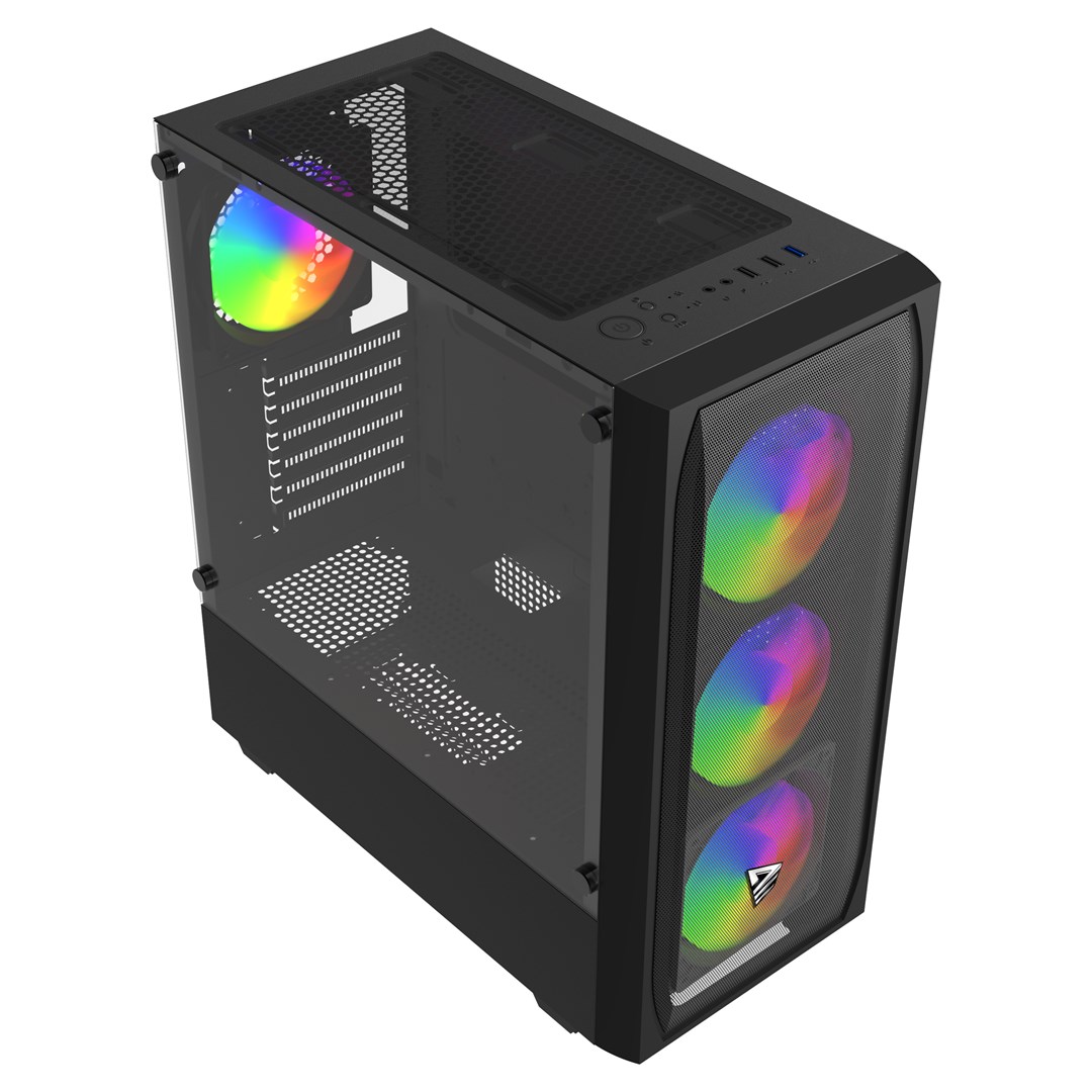 Kuti kompjuteri Savio Noctis Flow X1 RGB, ATX, 4 ventilatorë RGB, e zezë
