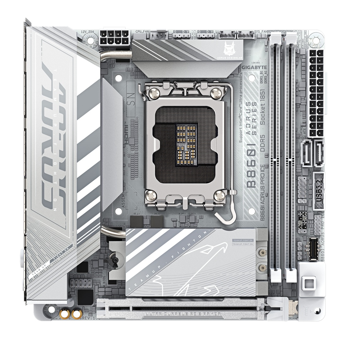 Pllakë amë Gigabyte B860I AORUS PRO ICE, ITX, LGA 1851, DDR5, e bardhë