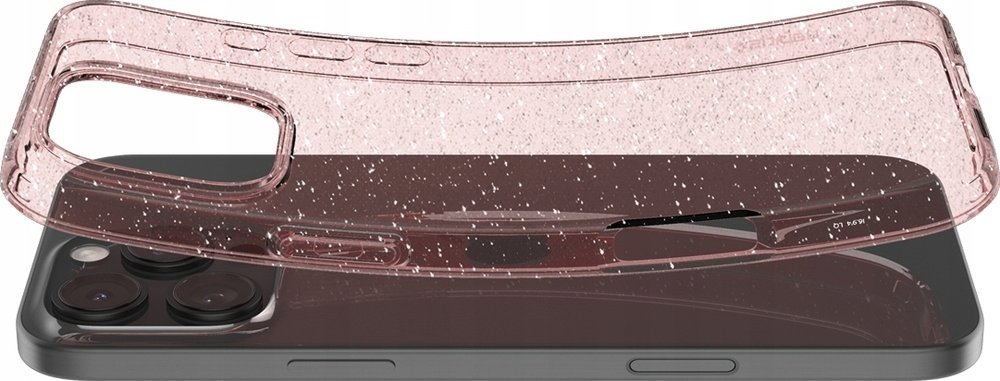 Mbështjellës telefoni Spigen Liquid Crystal Glitter për iPhone 16 Pro, transparent me shkëlqim, Rose Quartz