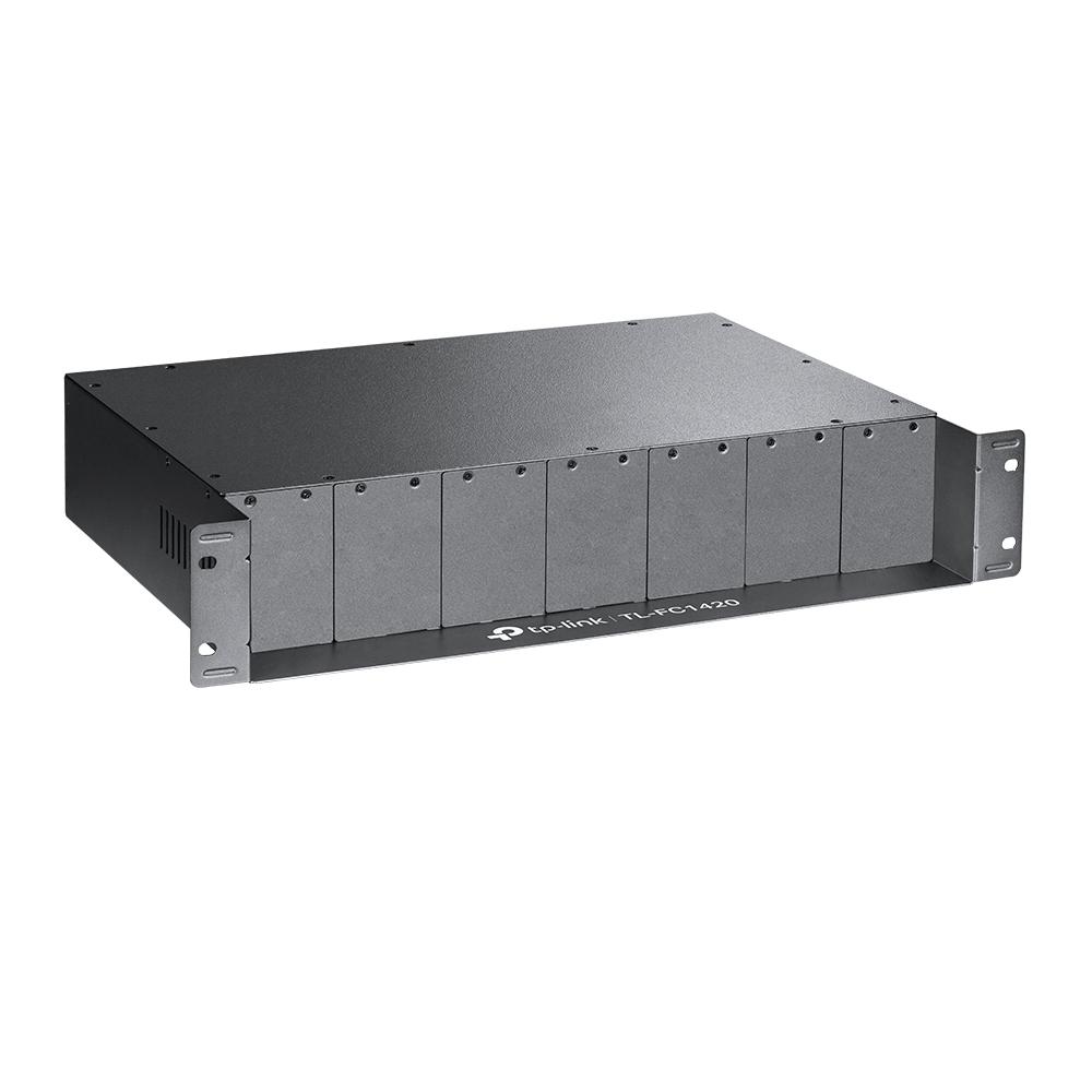 Rack kabinet për media konverterë TP-Link TL-FC1420, 14 slote, me ftohje, i zi