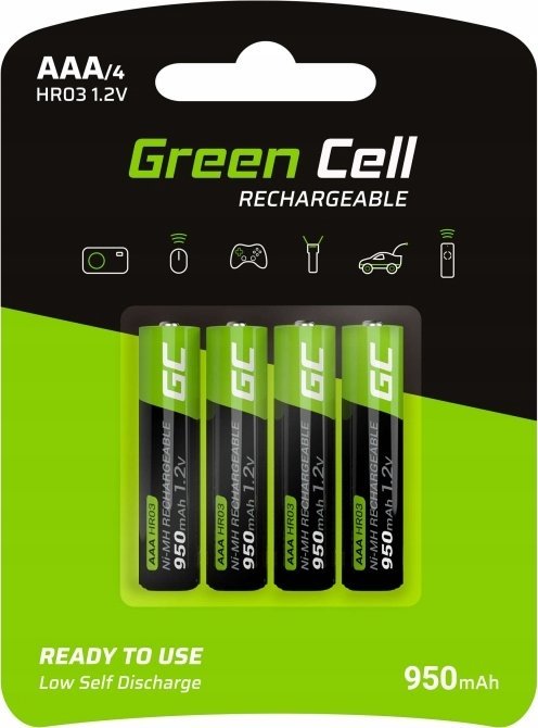 Bateri të rikarikueshme Green Cell AAA R3, 950mAh, set 16 copë