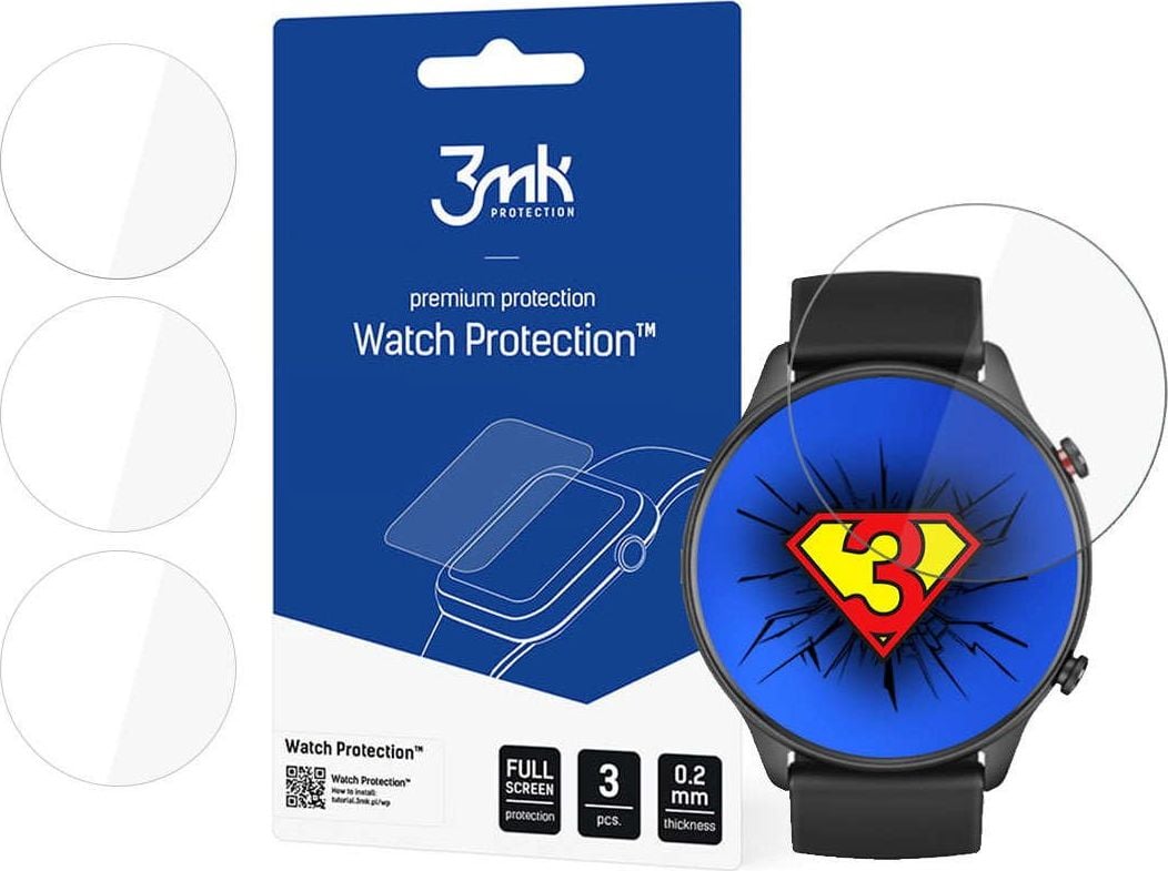 Folie mbrojtëse ekrani 3MK Watch Protection x3 për Xiaomi Amazfit GTR 2, transparente