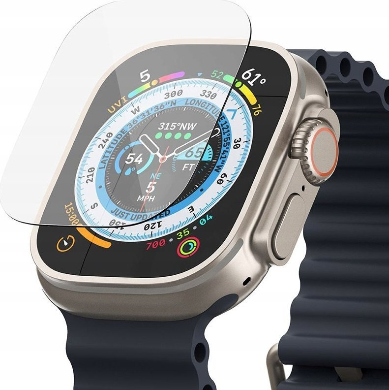 Xham mbrojtës Ringke për Apple Watch Ultra 49mm, xham i temperuar, 0.3mm, transparent
