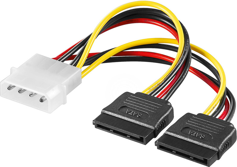 Kabllo Akyga Molex - 2x SATA, 0.15m, shumëngjyrëshe