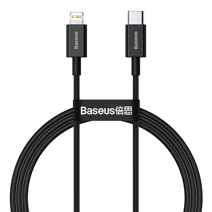 Baseus кабел за полнење/податоци, Superior Series USB-C - Lightning, 20W, 1m, црна