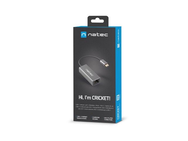 Përshtatës rrjeti Natec Cricket USB-C 3.1, 1 Gbps, i hirtë