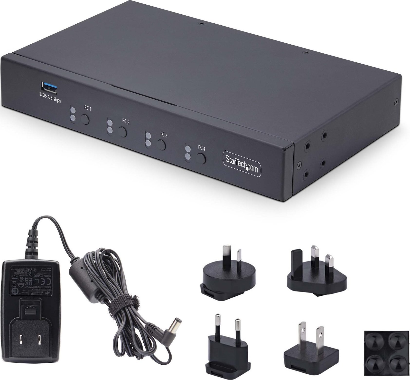 Ndërprerës KM StarTech 4 porta, USB, ndarje audio 3.5mm, i zi