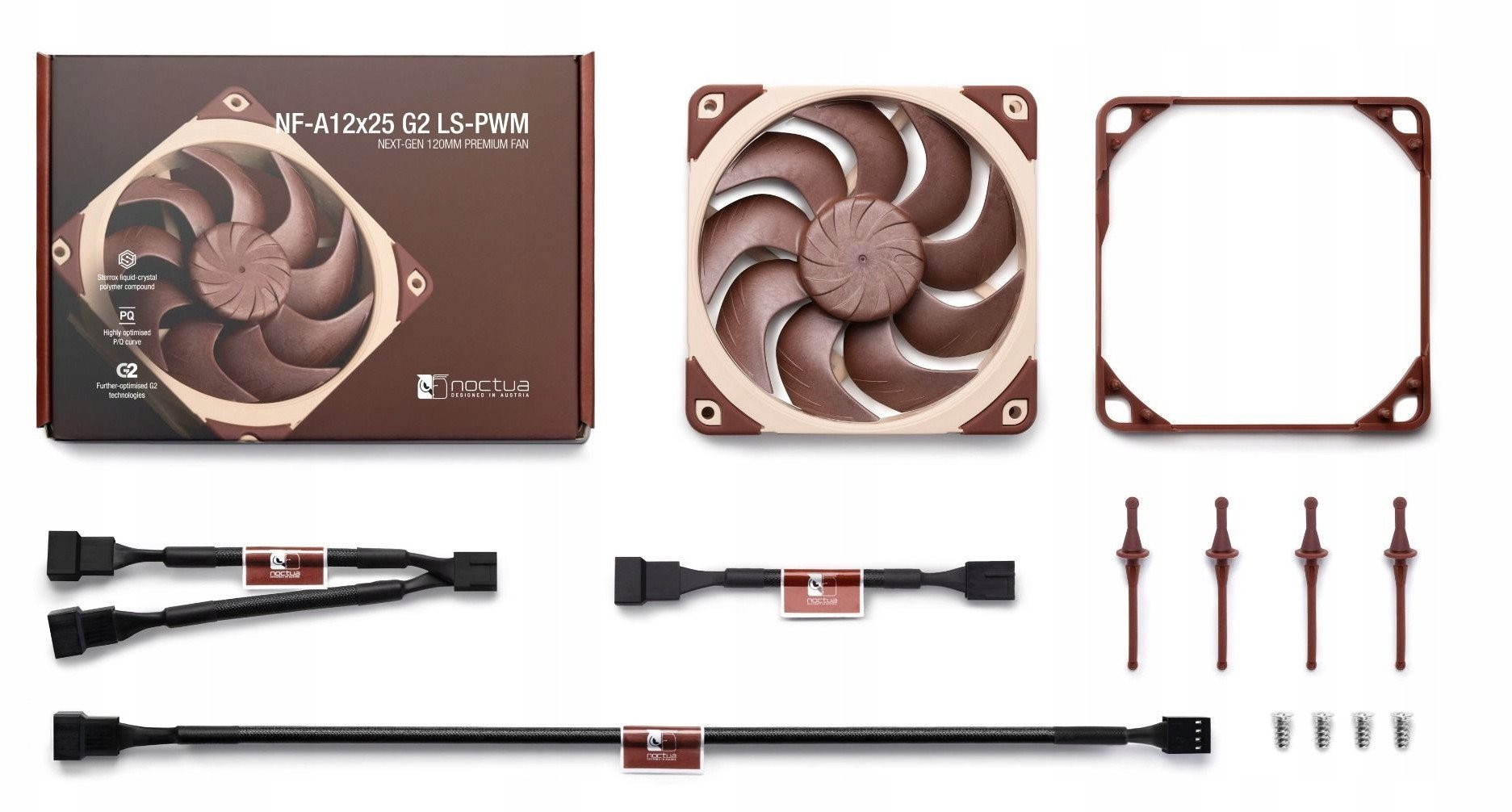 Ventilator PC Noctua NF-A12x25 G2 LS PWM, 120mm, shumë i qetë, kafe