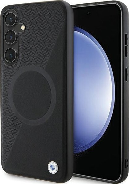 Mbulesë telefoni BMW Leather MagSafe për Samsung Galaxy S24 Plus, lëkurë natyrale, me MagSafe, e zezë