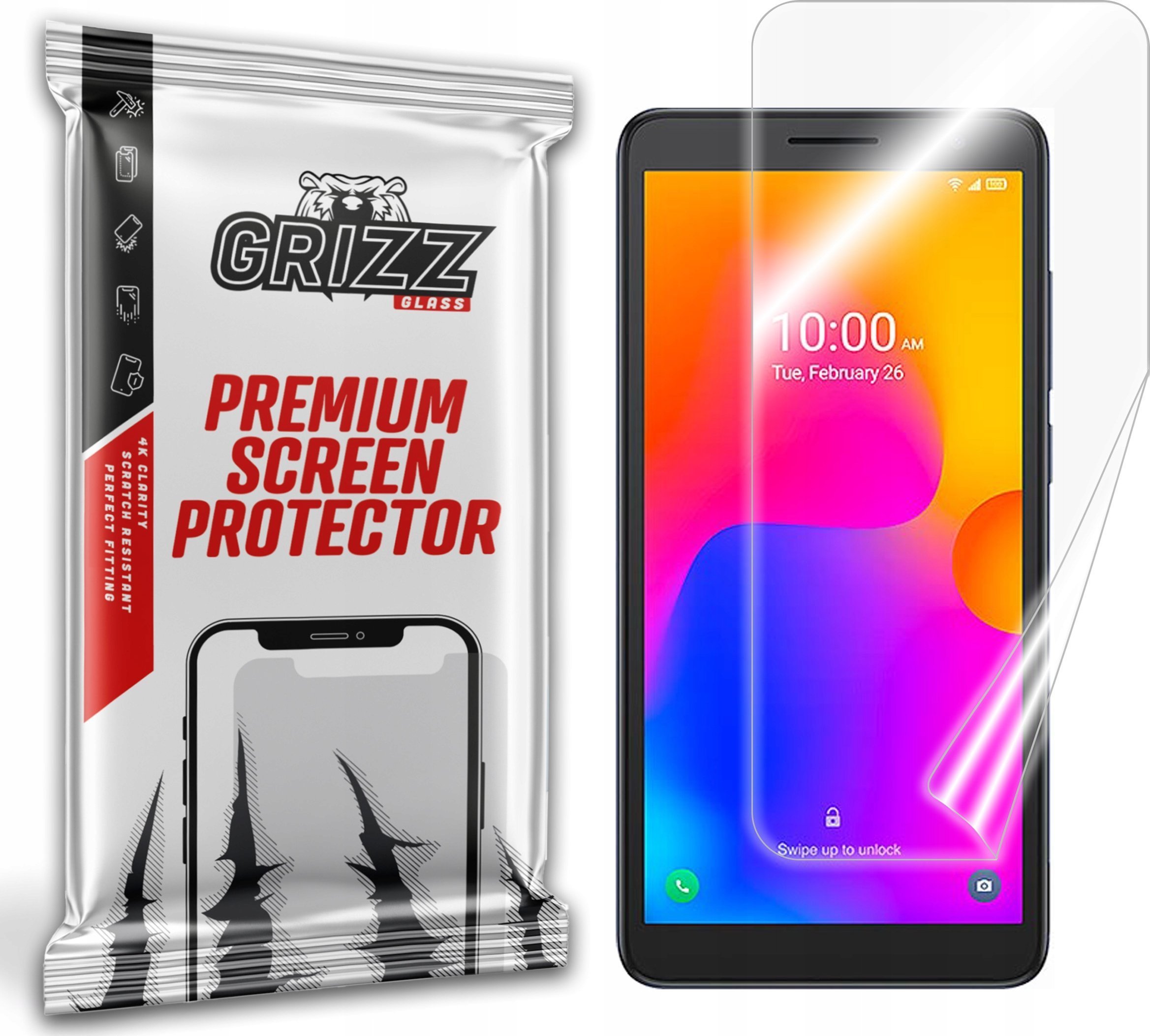 Foli mbrojtëse ekran CERAMIC GrizzProtector për Alcatel 1B 2022, rezistente ndaj gërvishtjeve, transparente