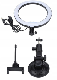 Selfie stick me dritë unazore GELID LUX, LED tri ngjyra, 10 nivele ndriçimi, i zi