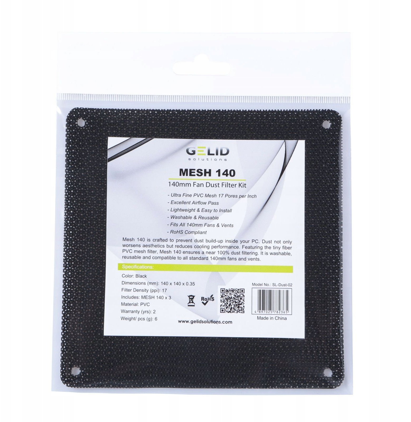 Filtër pluhuri Gelid Mesh 120, për ventilator 120mm, set 3 copë, i zi