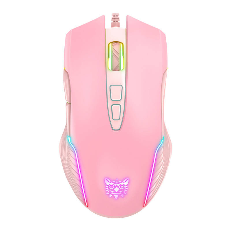 Mouse gaming Onikuma Cw905, me kabllo USB, RGB, rozë