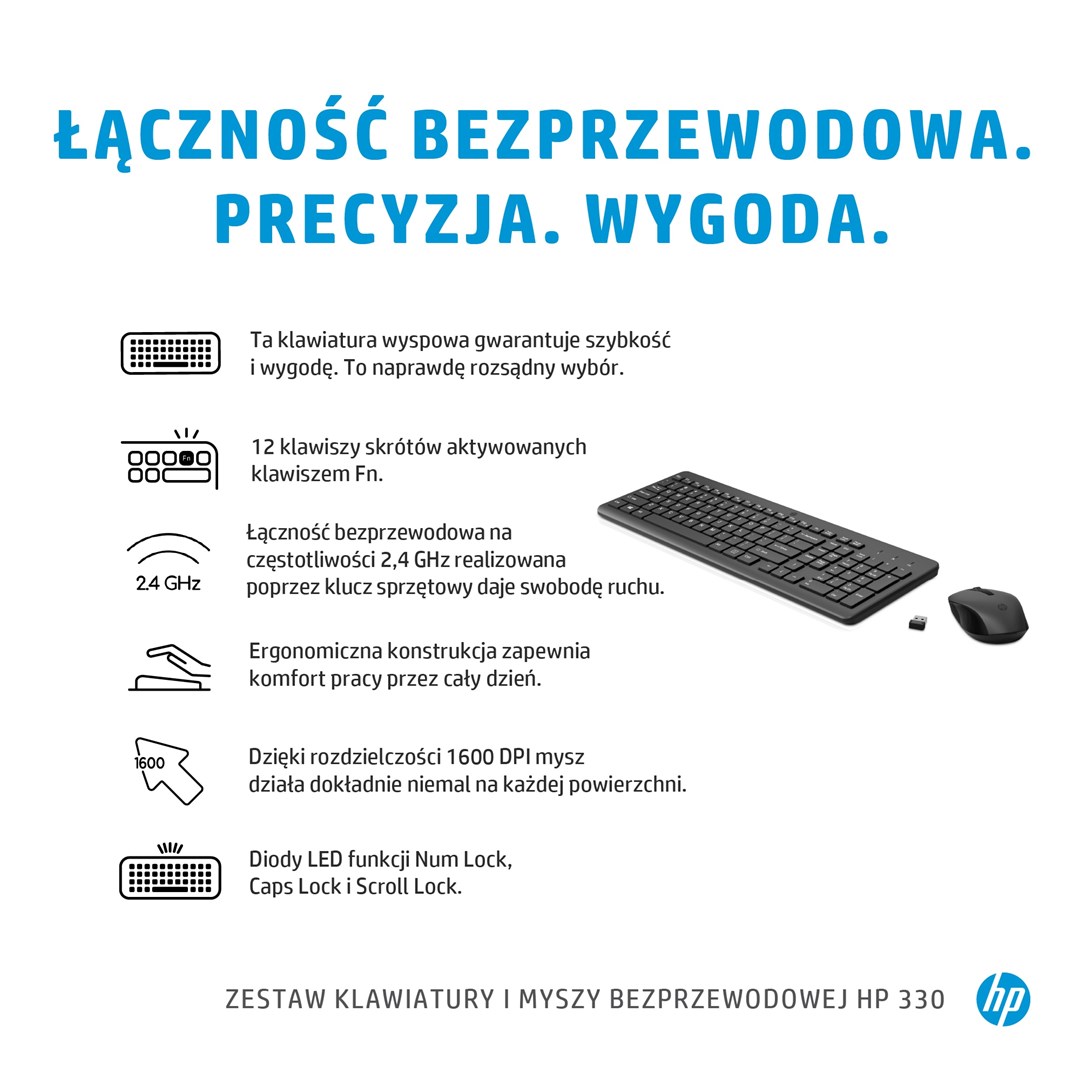 Set tastierë dhe maus Hewlett Packard 330, Wireless, ENG, e zezë