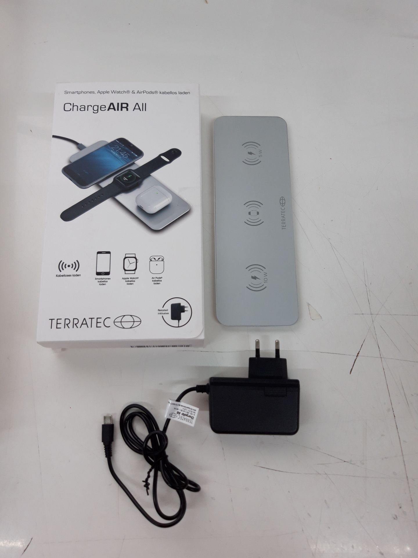 Karikues wireless Terratec ChargeAIR All, universal, USB Type C, ngjyrë alumini