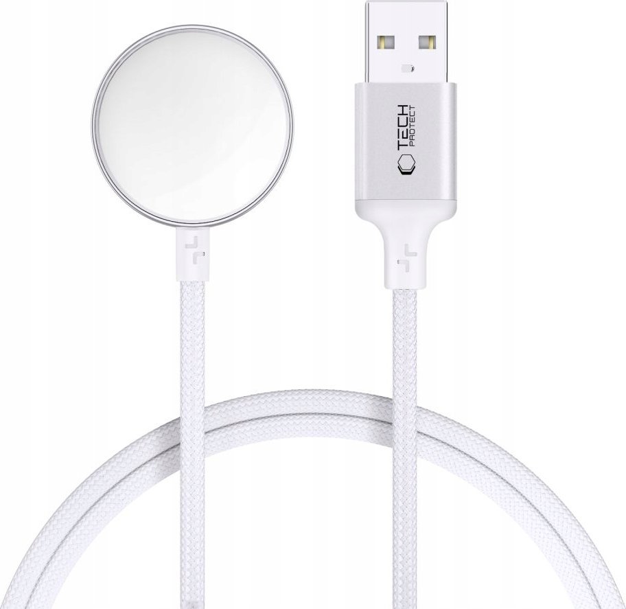 Kабел за магнетно полнење Tech-Protect UltraBoost MC02, 100cm, за Apple Watch, бел