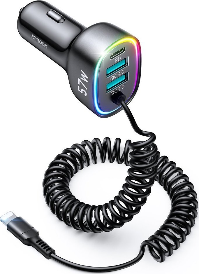 Karikues makine Joyroom JR-CL20, 57W, 4 porta, me kabllo Lightning 1.6m, i zi