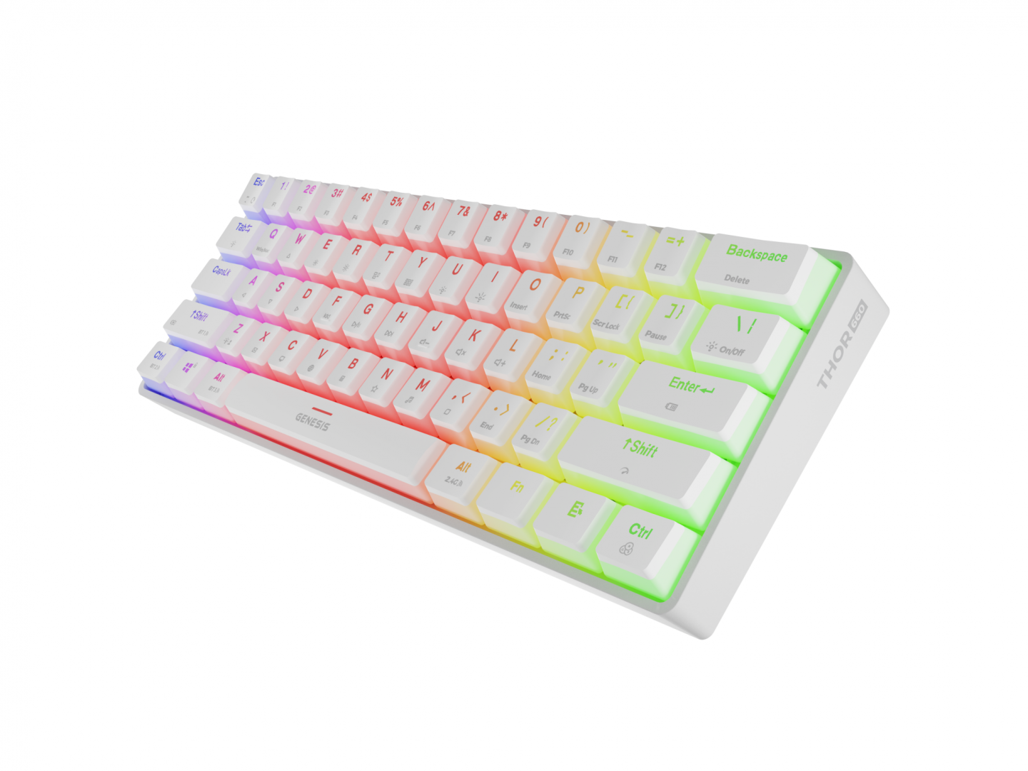 Tastierë mekanike wireless Genesis Thor 660 G2, 60%, Bluetooth, RGB, e bardhë
