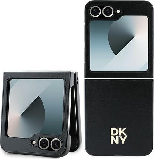 Mbulesë telefoni DKNY PU Leather Stack Logo Back Cover për Samsung Galaxy Z Flip6, lëkurë sintetike, e zezë
