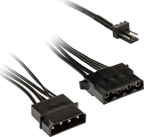 Adapter kabllo Kolink 3 Pin në 2x 4 Pin Molex, 245mm, i zi