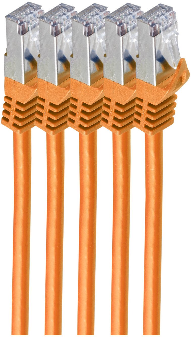 Сет мрежни кабли Shiverpeaks BS75511-O-SET5, Cat.7, 1 m, RJ-45, портокалова