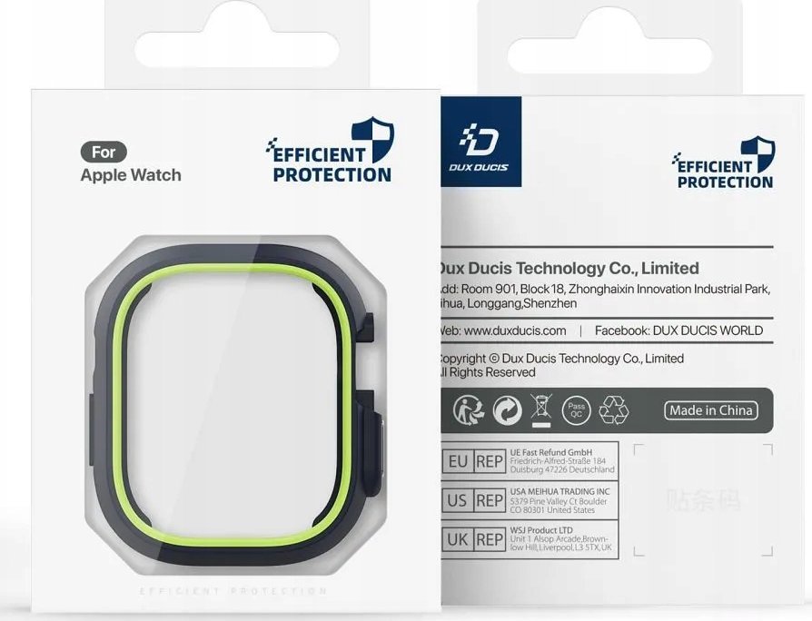 Mbrojtëse ore Dux Ducis Bamo për Apple Watch Ultra 49mm, PC i fortë, kornizë e ngritur, zi jeshile