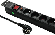 Kabllo vazhduese elektrike Qoltec (53995), 19'', 16A, 1U, PDU, 6xSCHUKO, 2m