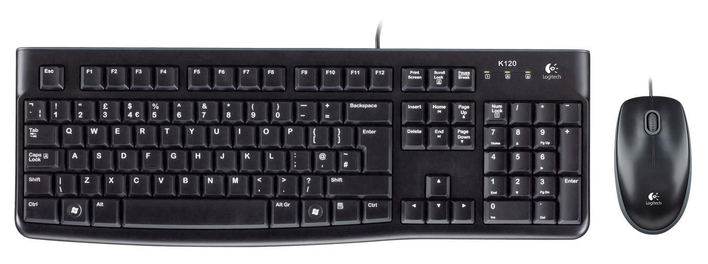 Set tastierë dhe maus Logitech MK120, USB, 1000 dpi, i zi