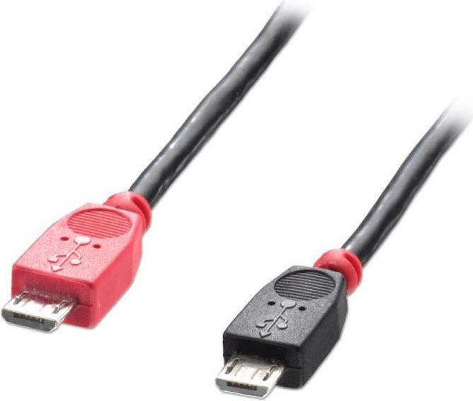 Kabllo Lindy, microUSB në microUSB, 0.5 m, e zezë